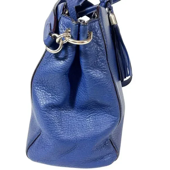 Kate Spade New York Atwood Place Larson Satchel Tassel Blue Leather Hand Bag - Picture 3 of 16